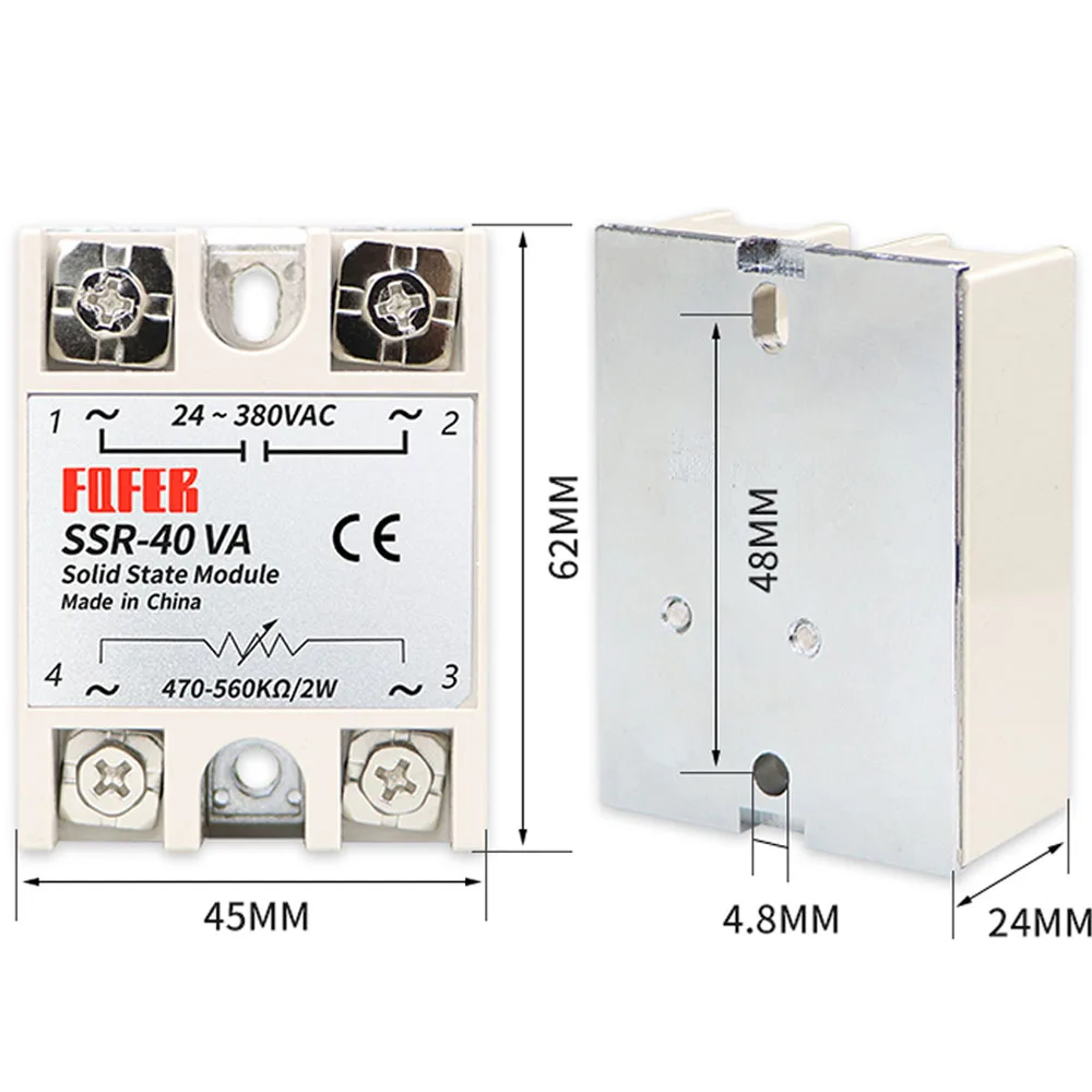 SSR 10VA 25VA 40VA 60VA 80VA 100VA Solid State Relay Voltage Regulator 24-380VAC Output SSR-VA Single Phase Solid State Relay