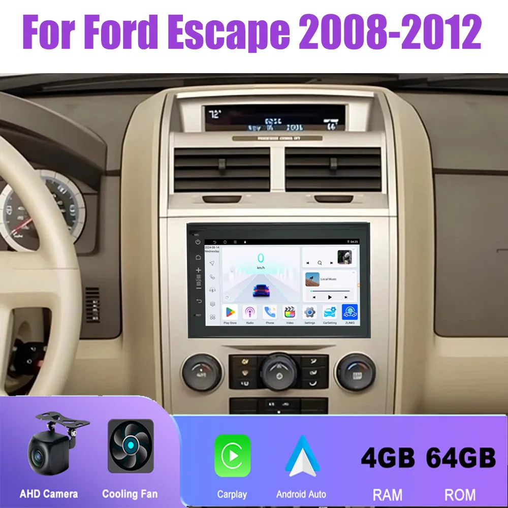 

7‘’ For Ford Escape 2008-2012 Car Radio Carplay Android Auto Stereo Multimedia Player Navigation GPS Headunit BT 2din
