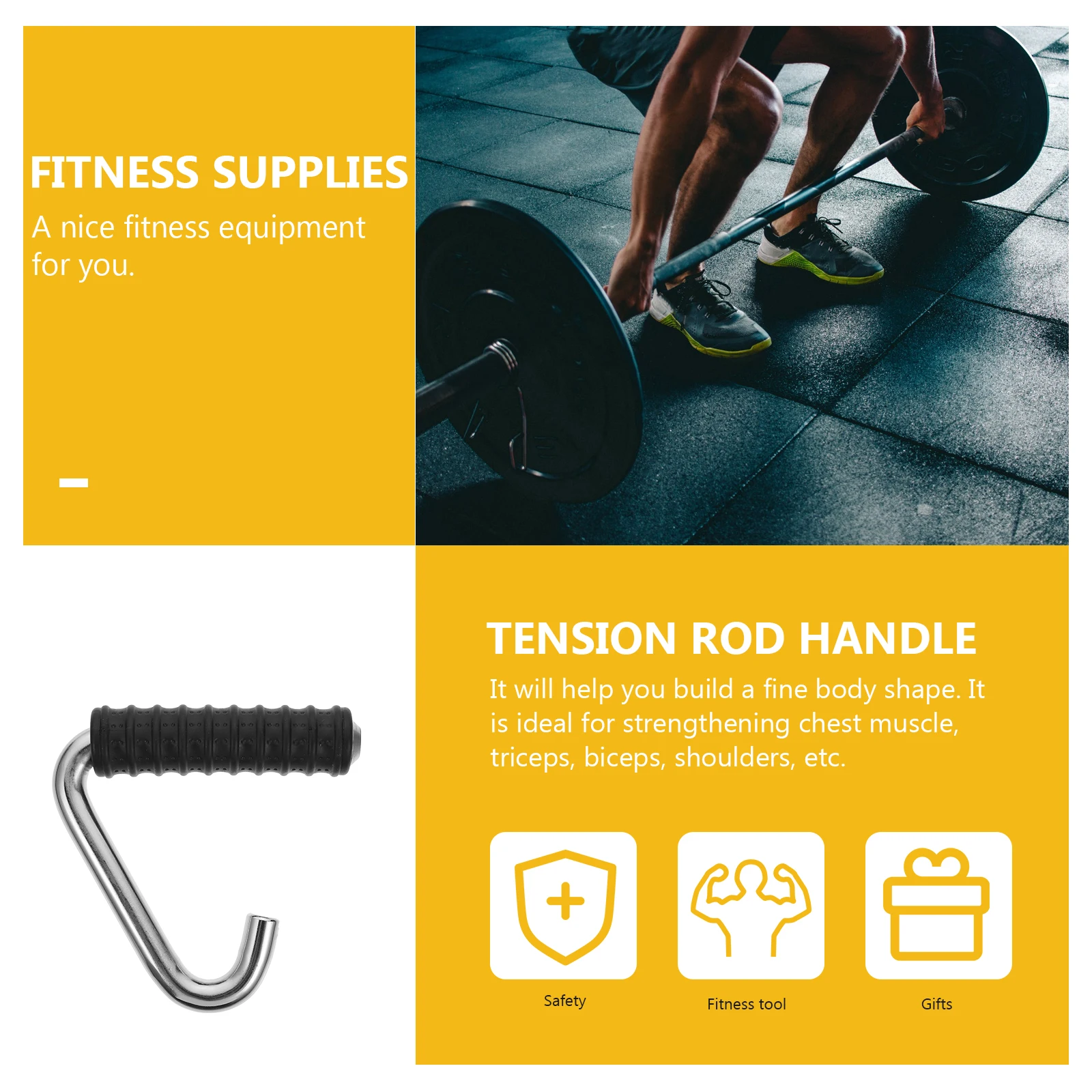 

1Pcs Triceps Gym Rod Handle Sturdy Steel Construction for Arm Shoulder Back Workout Portable Exercise Pull Down Bar Accessory