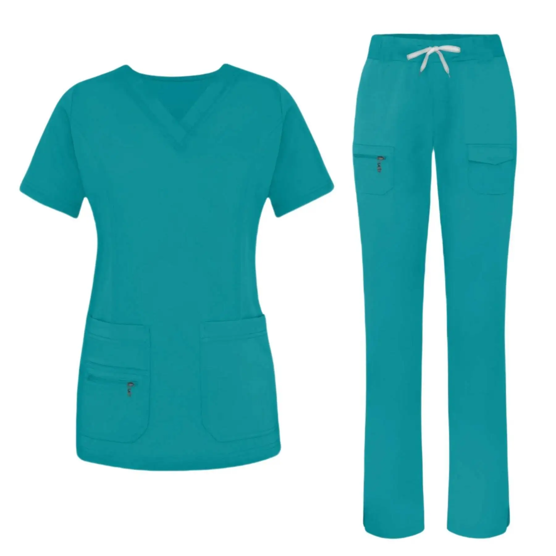 Chirurgische Uniformen Vrouw Blouse Strechy Scrubs Top + Broek Sets Medico Kleding Voor Artsen Verpleegkundigen Klinisch Medisch Uniform