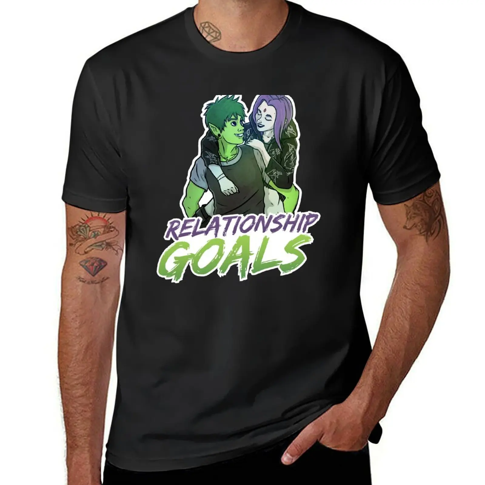 Beast Boy and Raven - Bbrae WNship Short T-Shirt pour Homme, T-Shirt Personnalisé, Vintage, Designer