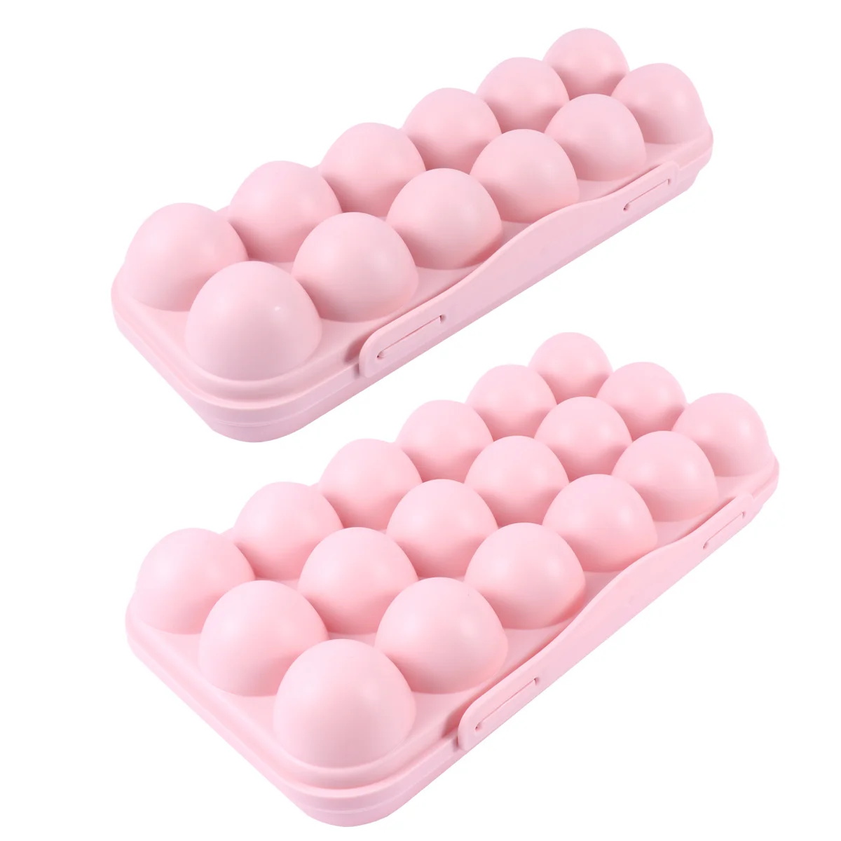 

2Pcs Kitchen Egg Holder Egg Storage Box Durable Stackable Refrigerator Tray Lock Container Thick PP Material Pink