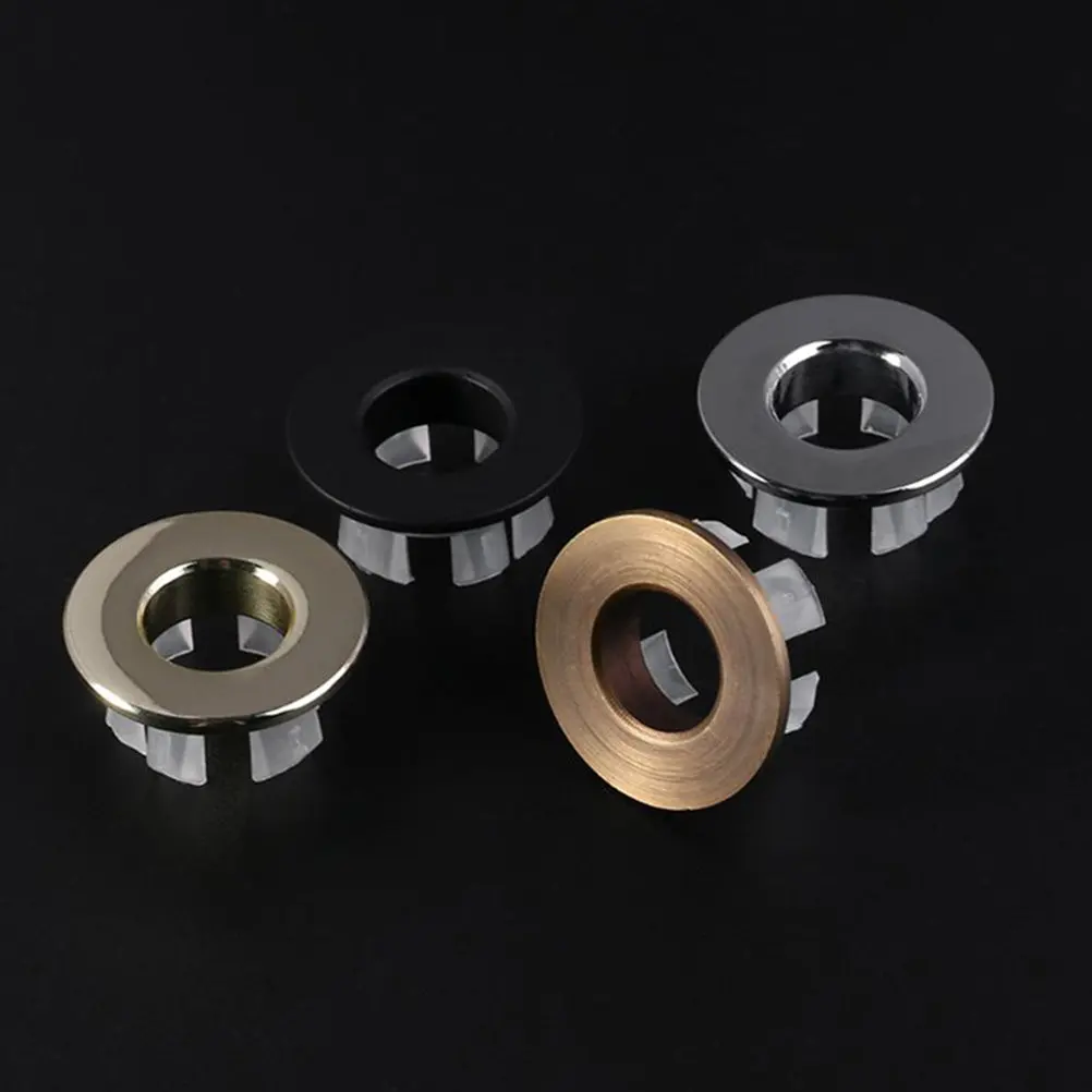 

4Pcs Sink Overflow Rings for Bathroom Kitchen Basins Easy Install Wear Resistant Glossy Finish Replacement Overflow Drain Cover