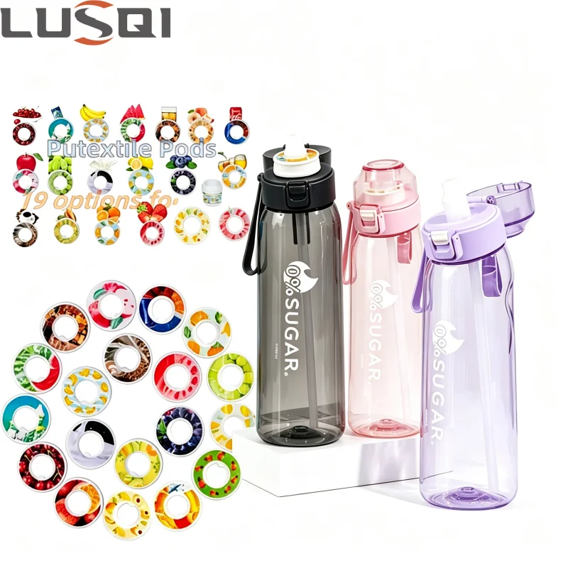 650ML BPA Free Air Sports Water Bottle Leak Proof Gym Running Water Cup With Fruit Scent Flavor Pods Random 2 Flavor Pods