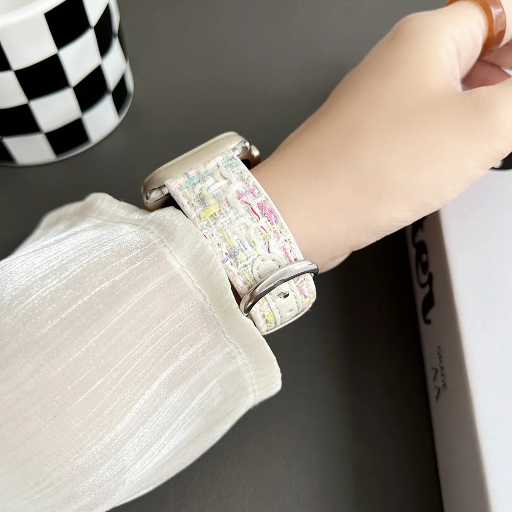 Tali kulit wol untuk Apple Watch, gelang tur tunggal wanita untuk Iwatch 41/45mm 40/44mm, tali kulit wol untuk Apple Watch Band 49Ultra SE8 7 6 5 4 3 2 38mm/42mm