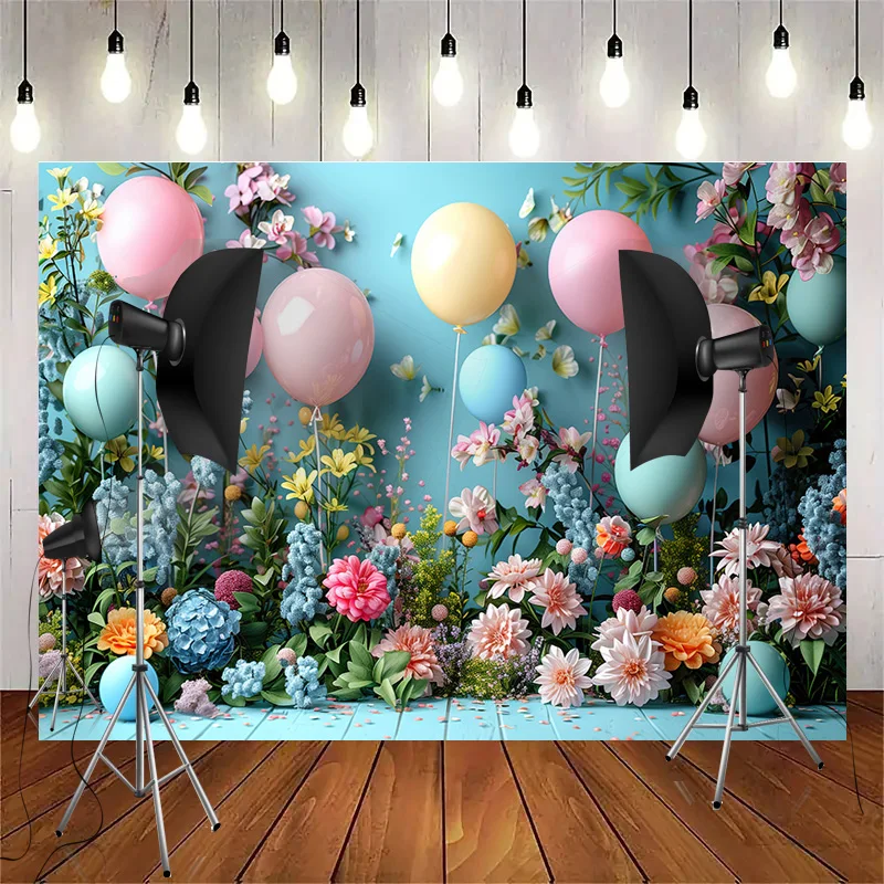 خلفية صورة لحديثي الولادة ، حفلة عيد ميلاد ، دمية دب ، لون قوس قزح ، بالونات ديكور قوس ، خلفية استوديو صور ،