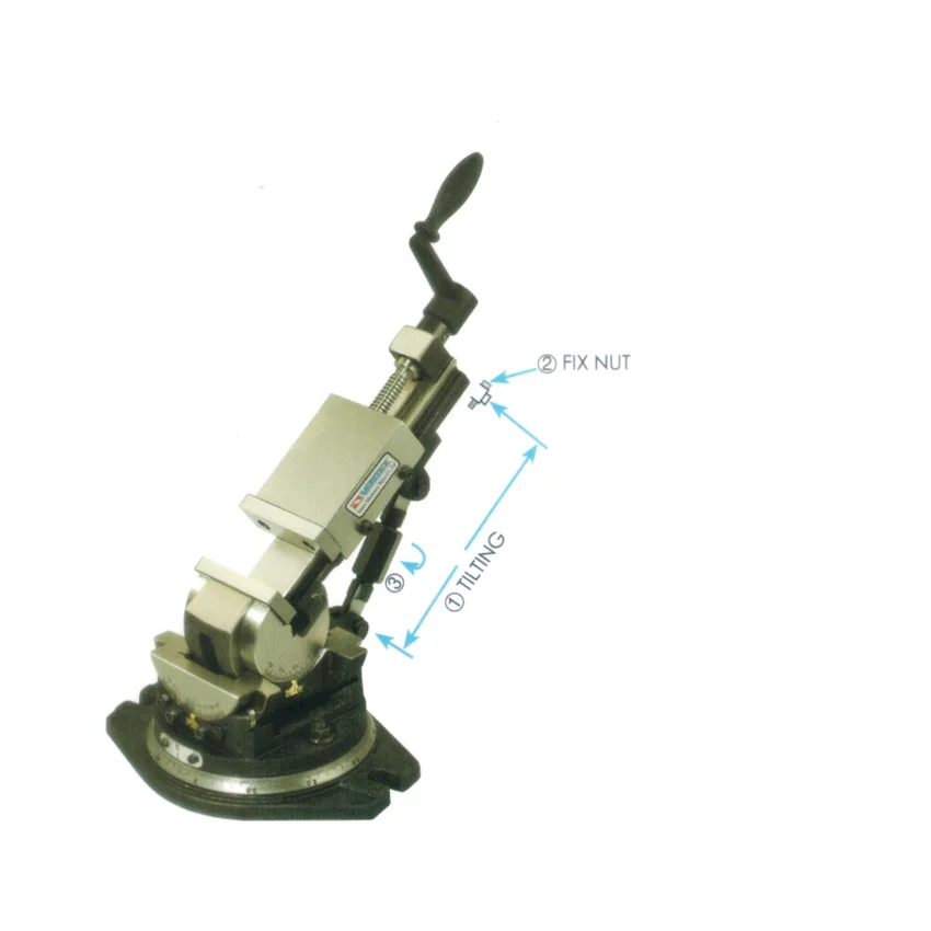 

Vertex universal adjustable tilt rotation 3 way angle machine vise with rotating base VW-3