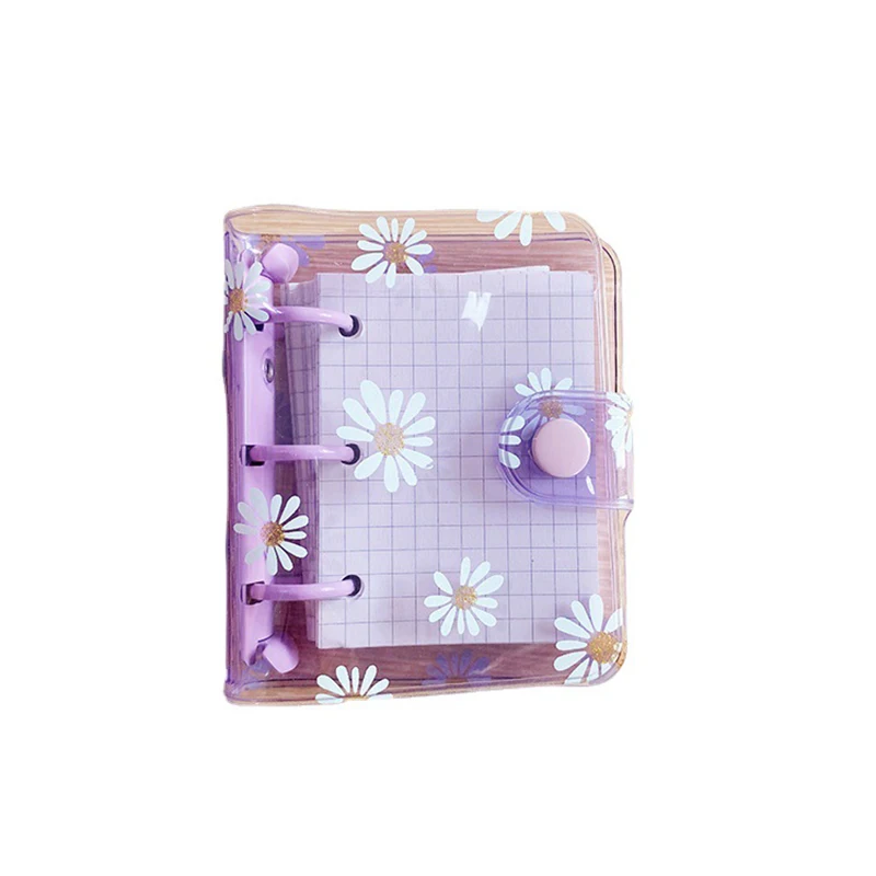 Mini 3 HoleTransparent Daisy Binder Note Planner Organizer Notebook Journal Diary Ring Binder Kawaii School Supply student gift