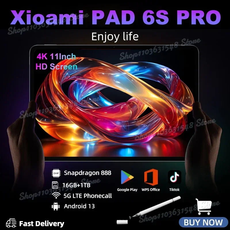 

2024 Global Version Original Pad 6S Pro Android 14 Tablet PC 11inch HD 4K 16GB+1T 20000mAh 5G Dual SIM Bluetooth WiFi GPS Tablet