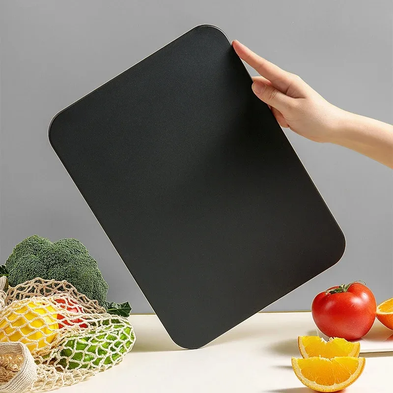 TPU Plastic Double Side Chopping Board,Rectangle Cutting Block,Steak Bread Pizza Serving Tray,Kitchen Accessories,Gadgets,Black