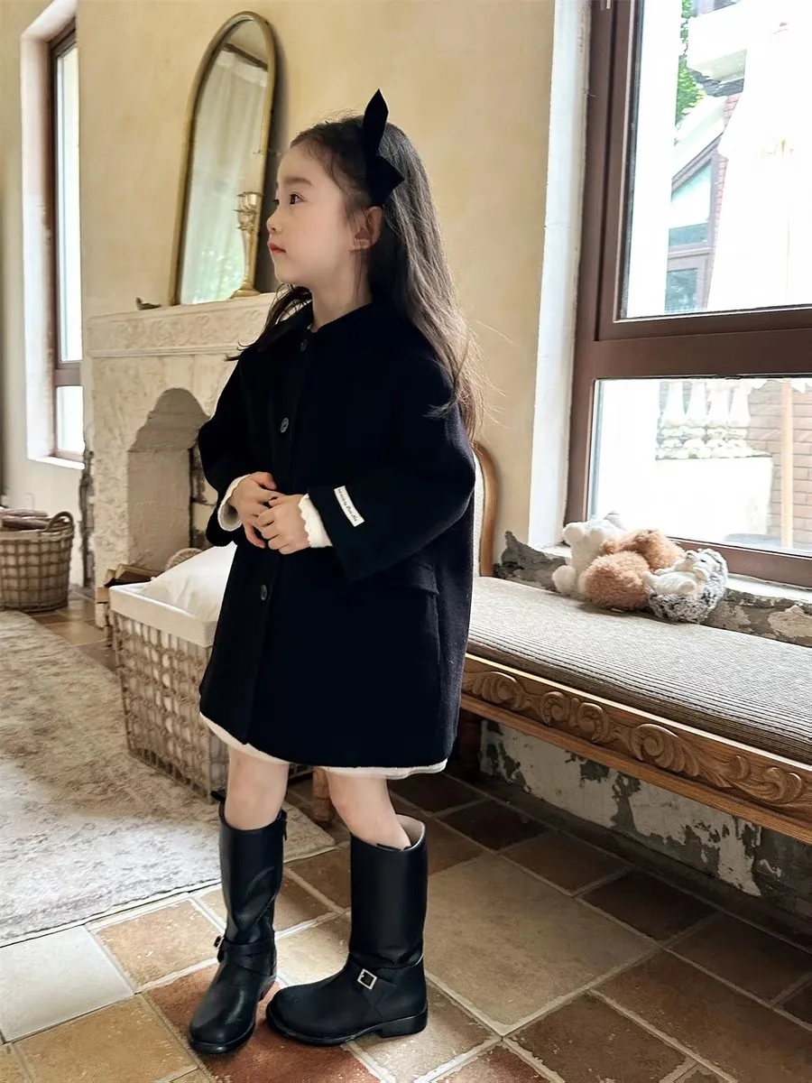 Spring and Autumn High end Girls' Double sided Cashmere Coat Children's Autumn Wool Korean Edition Woolen Coat
