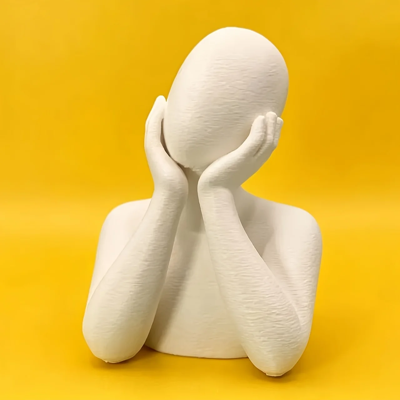 Thinker Bust Abstract Statue Sandstone Figurine Modern Aesthetic Desktop Decor for Room