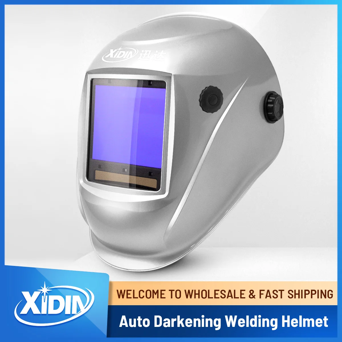 

Welding Helmet Auto Darkening 1/1/1/1 Top Optical Clarity Wide Shade 3-14 for TIG MIG ARC Weld Plasma Cut Grinding(Silver 999D)