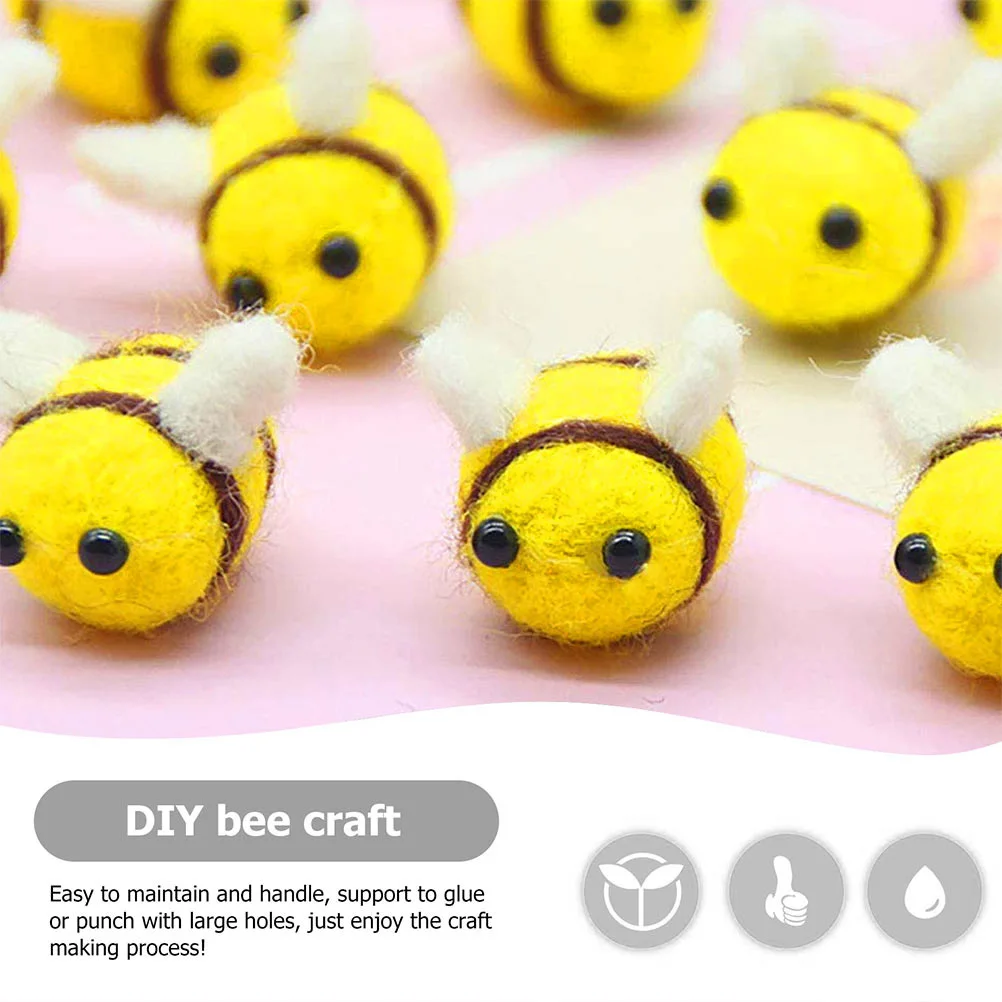 

30Pcs Small Wool Felt Bees for Crafts Adorable Bee Ball Ornaments Ideal DIY Gift Clothing Hat Embellishment Flatback Craft