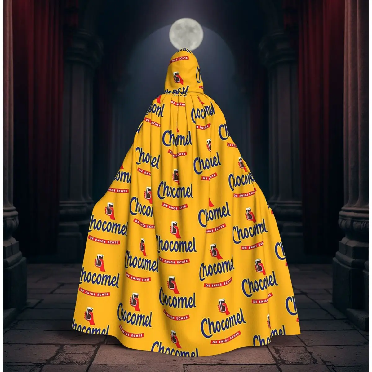 

Chocomel Chocolademelk Nederland Long Hooded Cloak Witch Medieval Costume Cosplay Cape HalloweenCoat Adult Unisex