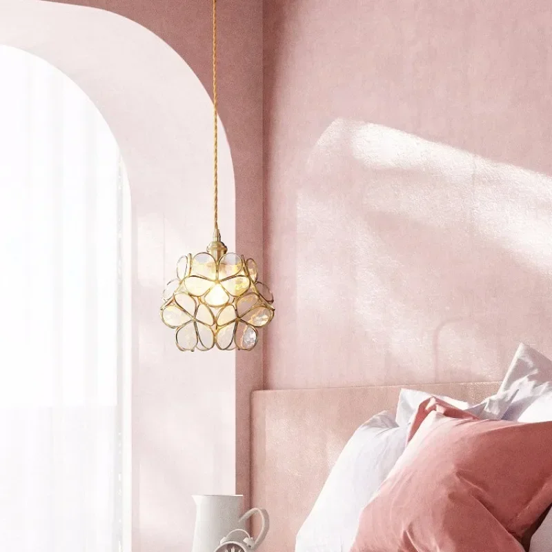 Nordic Bedroom Japanese Bedside Lamp All Copper Light Astringent Petal Chandelier Postmodern Bar Porch Simple Chandelier