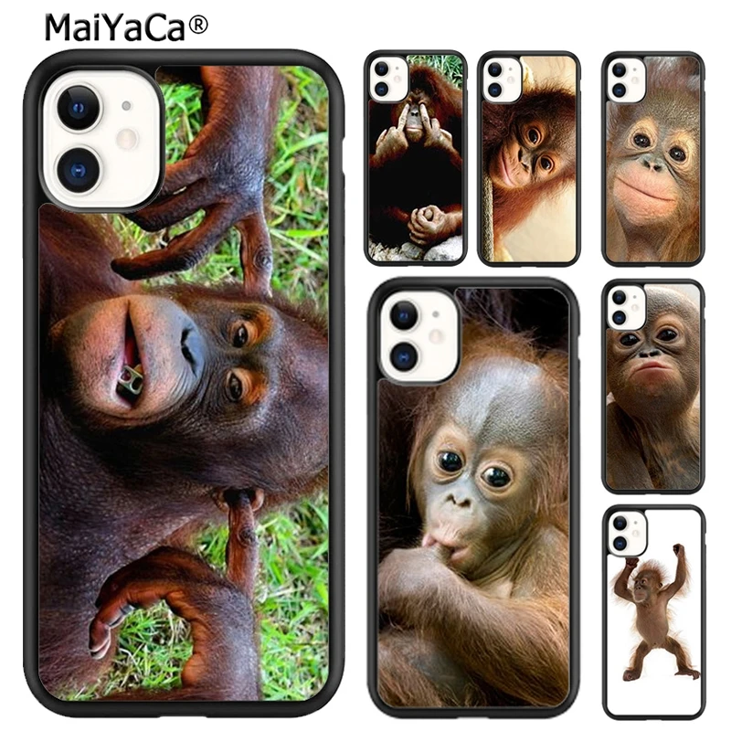 MaiYaCa CUTE ORANGUTAN monkey BABY Phone Case For iPhone 16 15 14 plus XR XS 11 12 13 pro max Shell Cover coque