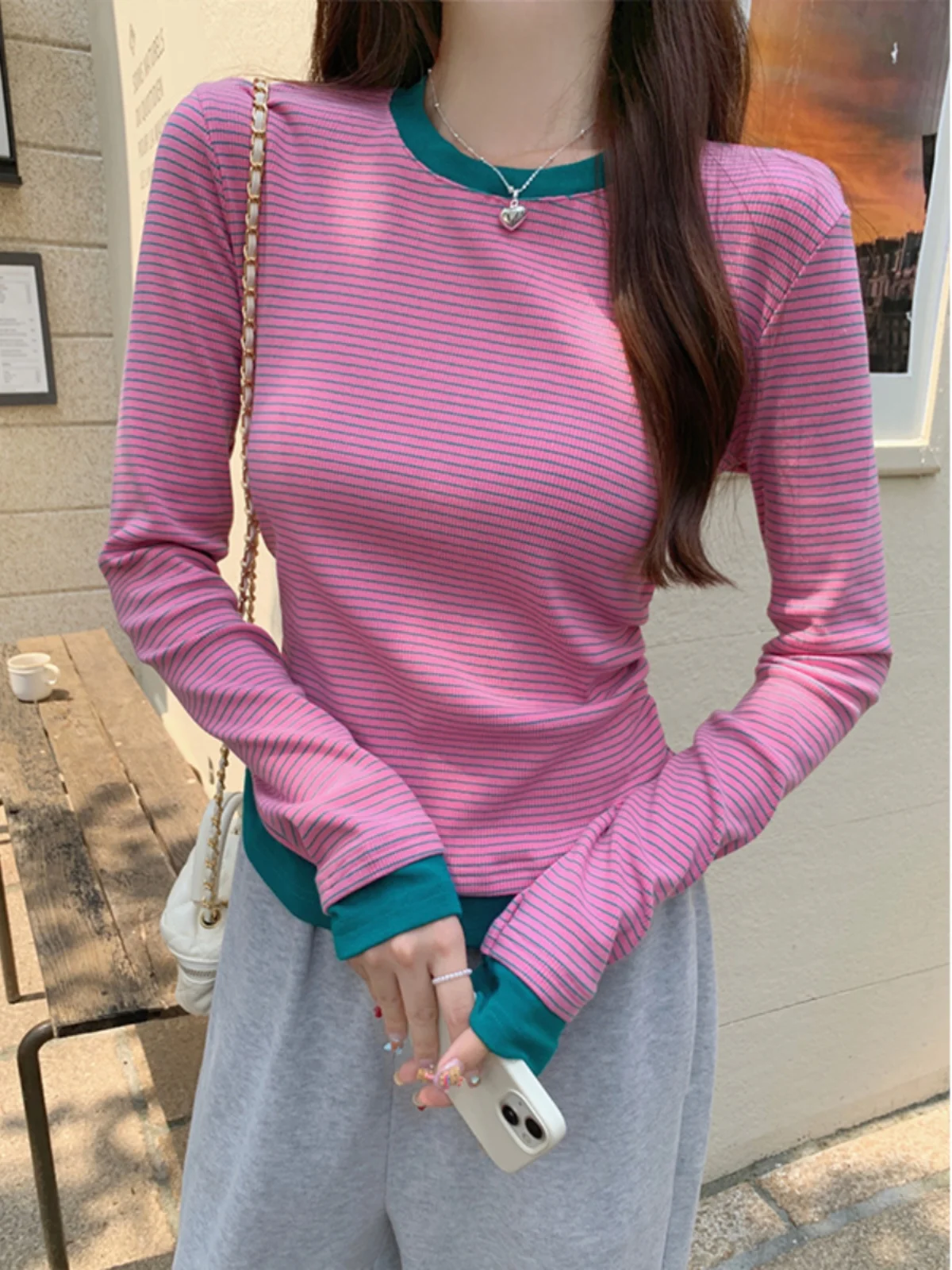 

Контрастный цветной свитер с круглым вырезом Y2k, женская одежда, осенний пуловер, милый нежный мягкий трикотаж, корейская модная внутренняя одежда M594