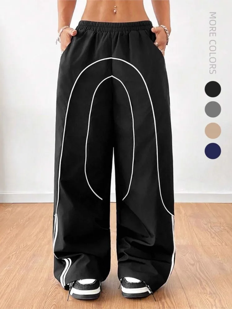 

Y2K Vintage Women Loose Pants Oversized Hip Hop Drawstring Pocket Fashion Chic Cargo Pant Casual Office Lady Baggy New Trousers