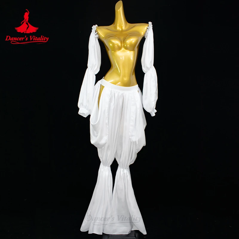 Belly Dance Costumes High Grade Satin Pants+Sleeves 2pcs Adults and Children Customized Oriental Belly Dancing Practice Trousers