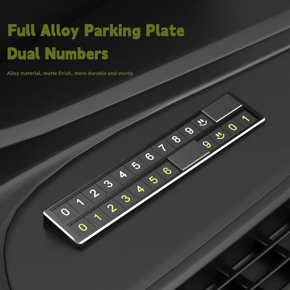 Alloy Car Temporary Parking Phone Number Plate Non-slip Contacts Dual Number Notice Hidden Display Magnet Character Card Panel