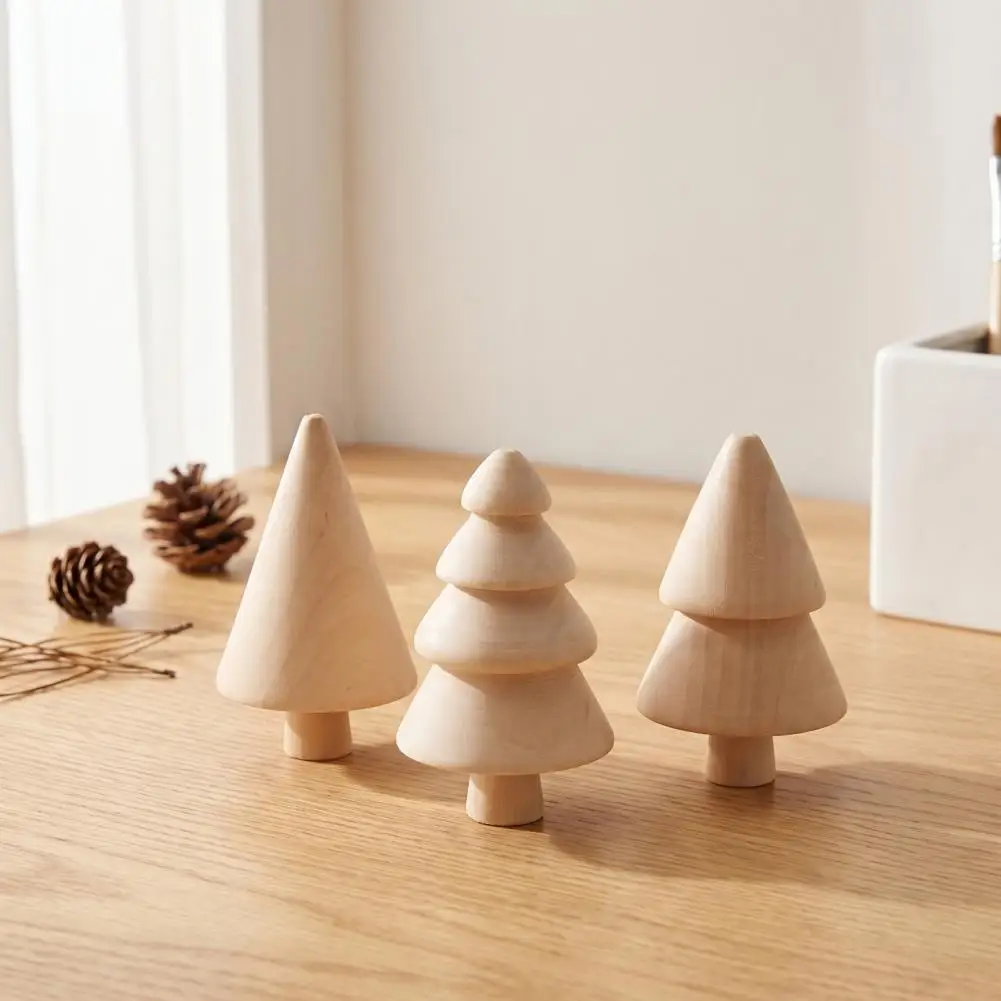 Hand Painted Home Accents Diy Unfinished Wooden Christmas Tree Craft Kit Blank Wood Figurines for Kids Painting for Kids