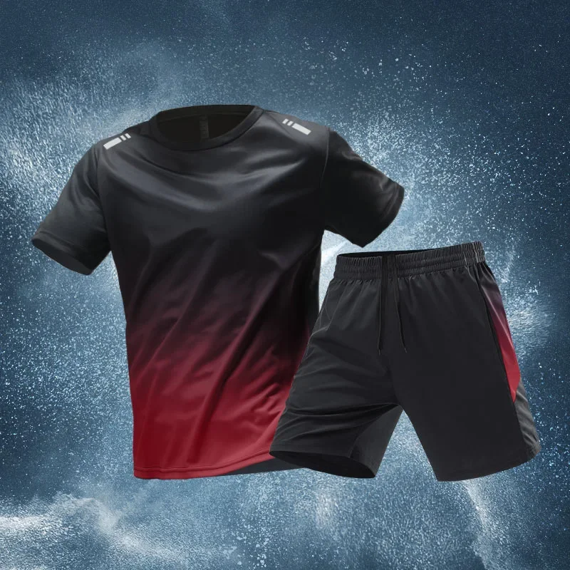 

Quick-dry Men's Sportswear Set Summer Ice Silk Short-sleeve Shorts T-shirt Running Outfit