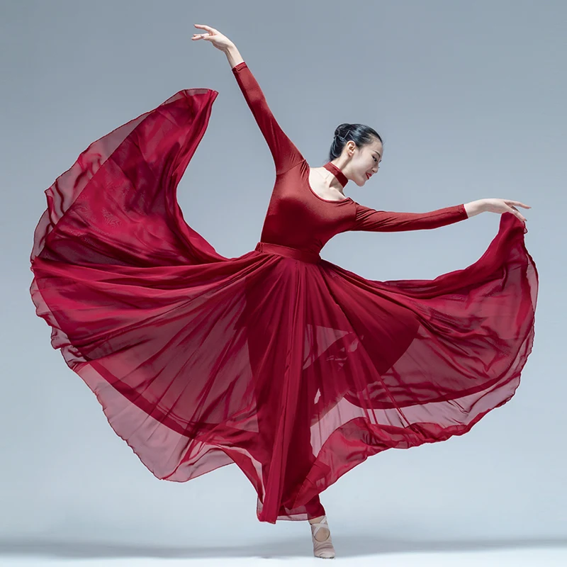 Modern Dance Costume Women's Elegant Large Swing Dress Exercise Clothing Long Performance Stage Wear