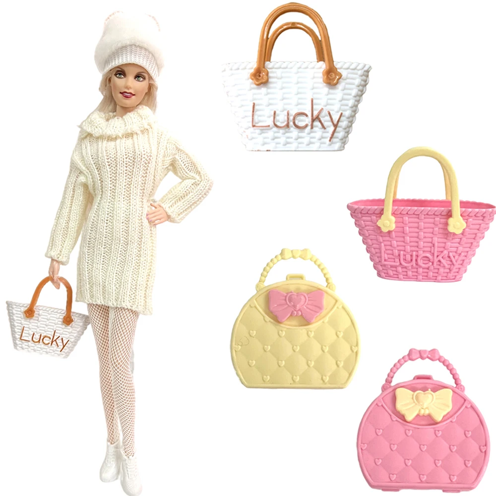 

4 Pcs/Set Fashion Bags 1:6 Doll Miniature Shoulder Shopping Handbag for BJD Doll Clothes Dolls Accessories Kids Plastic Toys