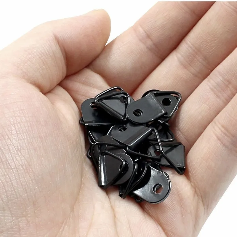 6Pcs Black Triangle Hooks with 6 Screws, Easy Install for Living Room Bedroom Study Picture Poster Frame