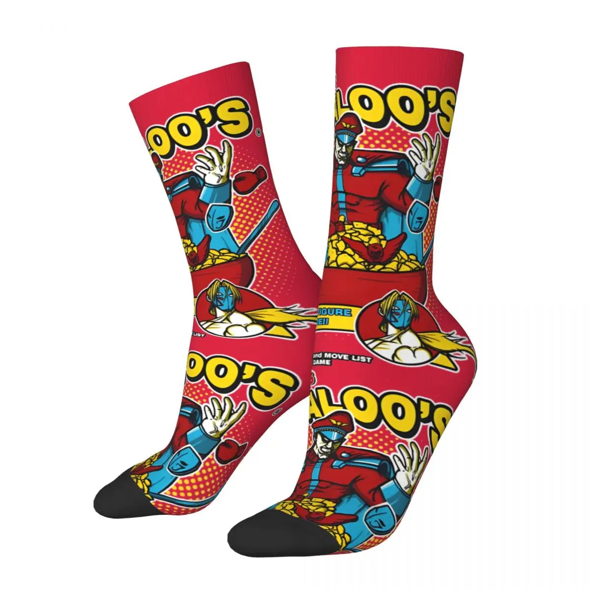 Colorful Shadaloo's M Bison Football Socks Street Fighters Polyester Middle Tube Socks for Unisex Non-slip