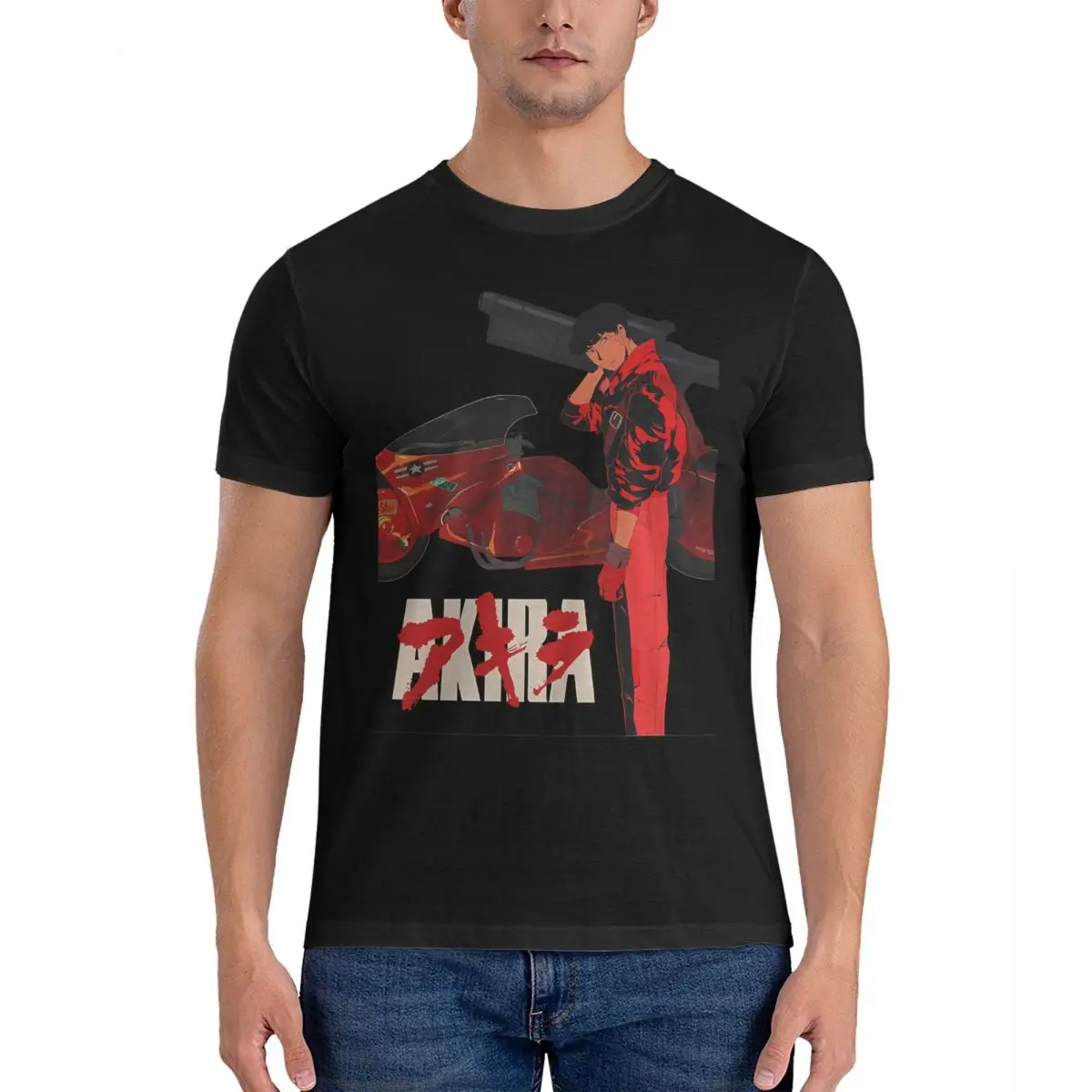 Framed Art Print Men's T Shirt Akira Vintage Tee Shirt Short Sleeve Crewneck T-Shirts 100% Cotton Birthday Gift Clothes