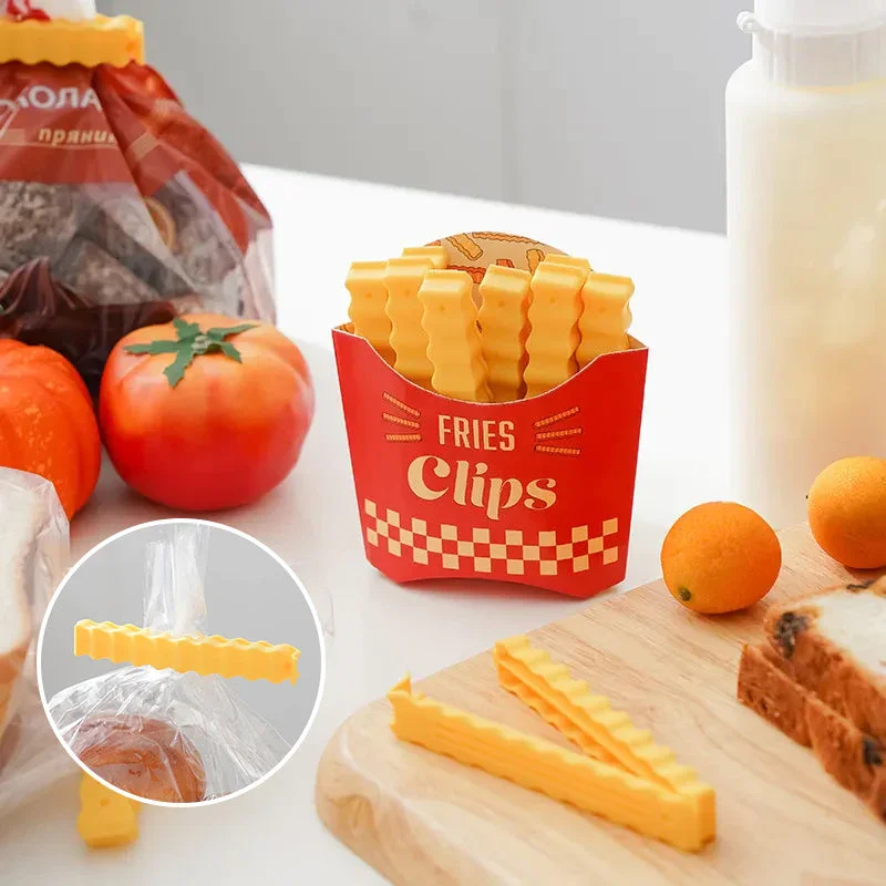 

12pcs Magnetic French Fries Food Clips Creative Bag Sealer with Holder Fridge Food Seal Clip Keep Fresh Snack Sealing Clamp