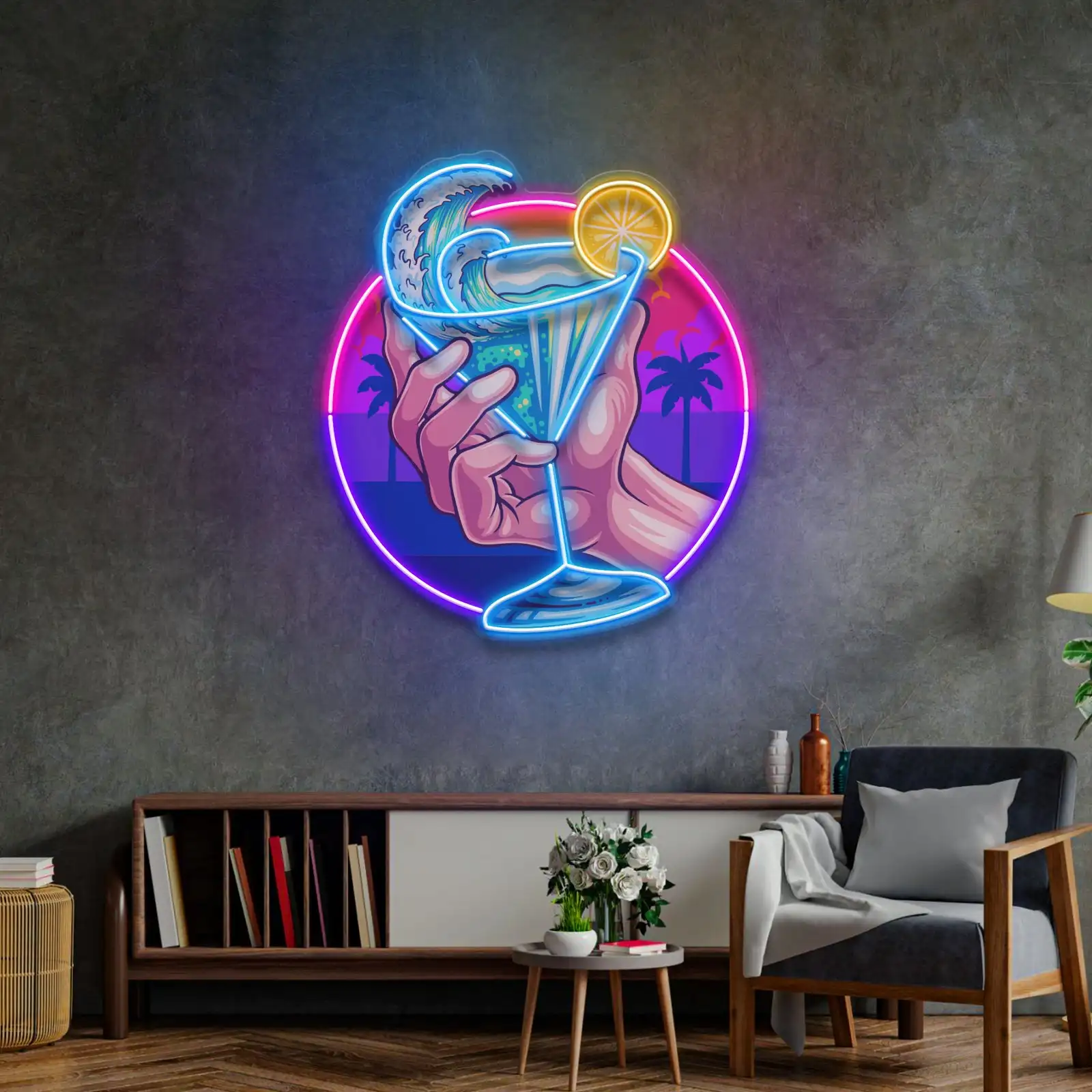 Tropical Mocktail Neon Sign Bar Club Beer Sign Wall Art Decor Game Room Aesthetic Sign for Boy Teens Bedroom Neon Wedding Decor