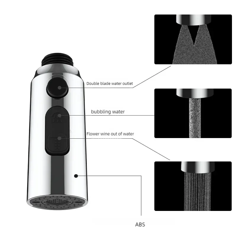 Durable ABS Dual Function Kitchen Faucet Pull out Sprayer Nozzle Water Saving Shower Spray Head for Basin Sink Tap Replacement