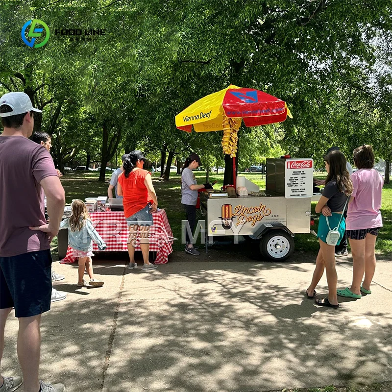Gerobak Makanan Jalanan Mobile Outdoor Komersial Kustom China, Gerobak Makanan Cepat Saji
