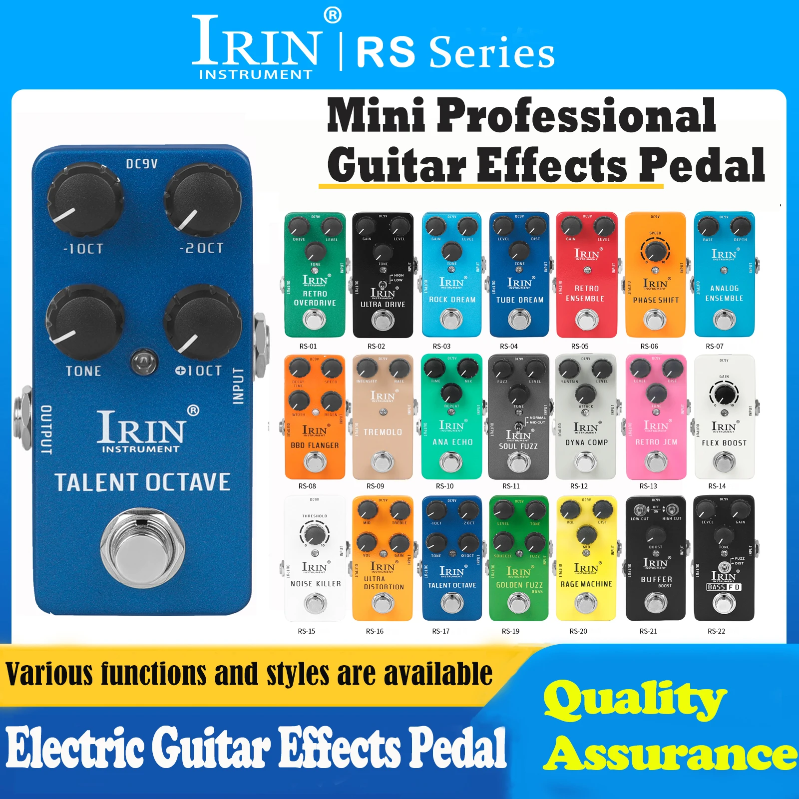 IRIN pedał efektów do gitary elektrycznej True Bypass Fuzz/Overdrive/Distortion/Flanger/Ensemble/Tremolo pedał efektów akcesoria gitarowe