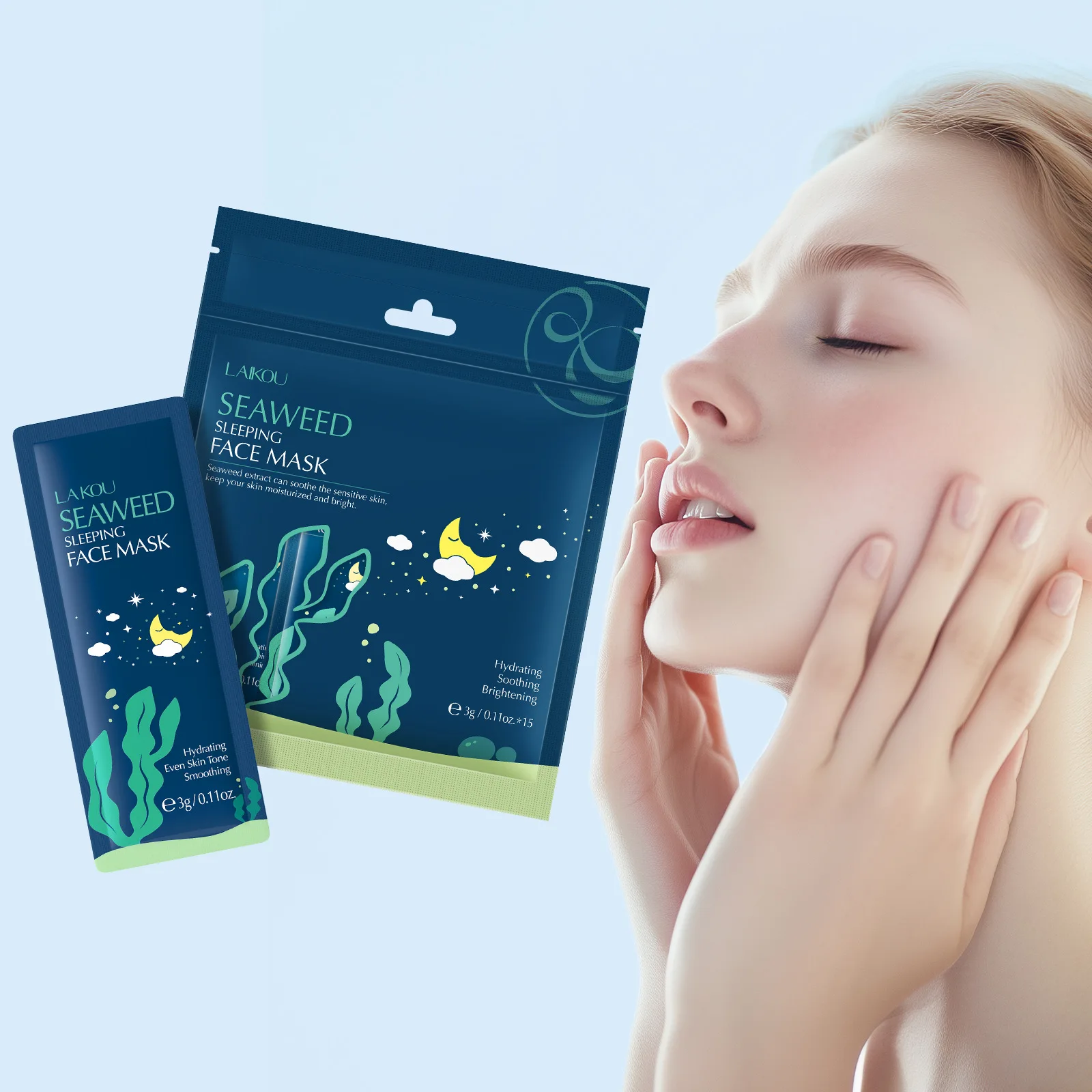 

Lecco Plant Seaweed Sleeping Mask 3g * 15 pieces Leave-in Mask Deep hydration desalination fine lines oil control moisturization