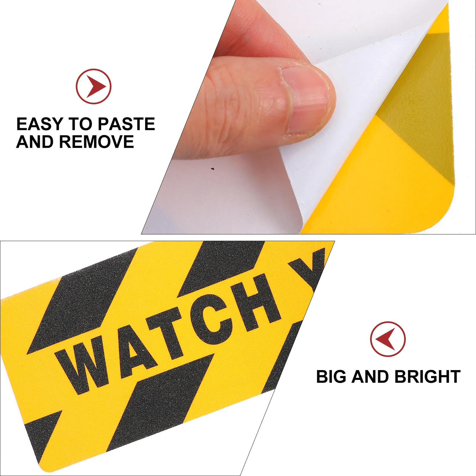 2Pcs Watch Your Step Floor Warning Tape Anti-Slip Warning Stickers Adhesive Decals for Loading Docks Platforms Ramps