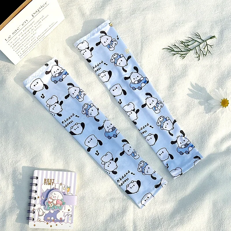 Sanrio Hello Kitty Ice Sleeve Cartoon Children Ice Silk Summer Outdoor Arm Cover Girl Cycling Quick Dry Anti-UV Arm Sleeves Gift