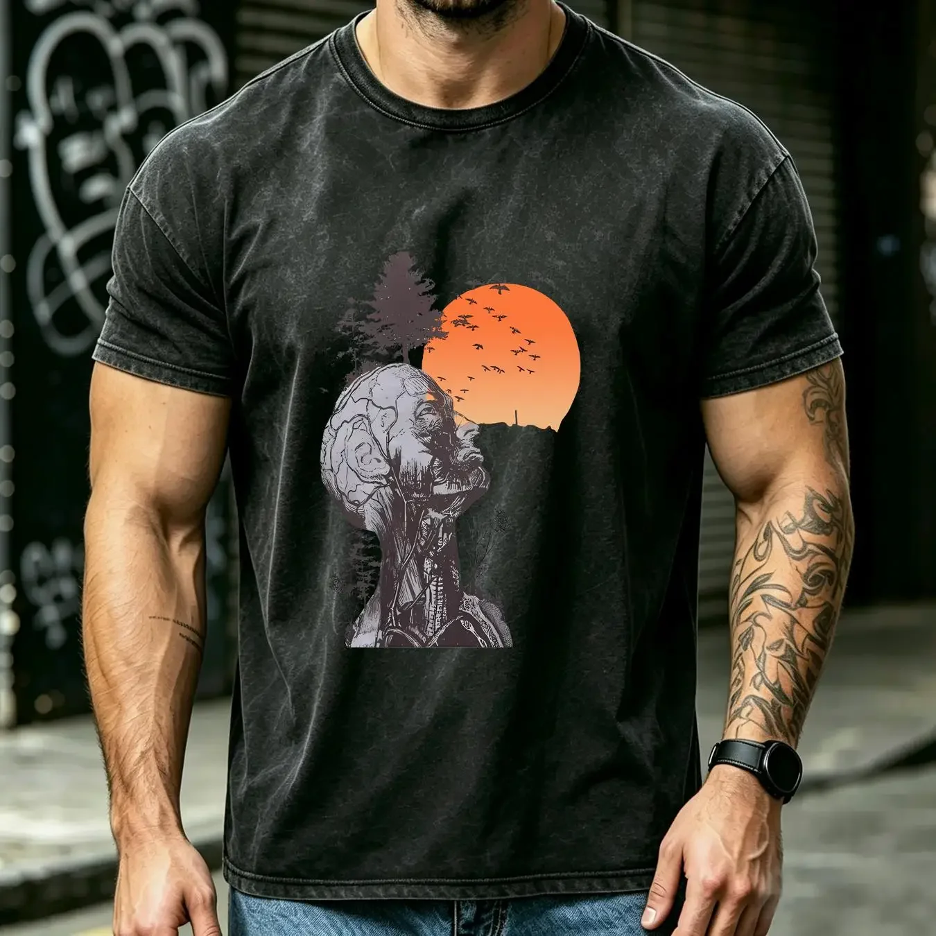 washed T Shirt The Hangover Alan Treehead Replica Movie vintage Washed Stylish Versatile Slightly streetwear designer clothes