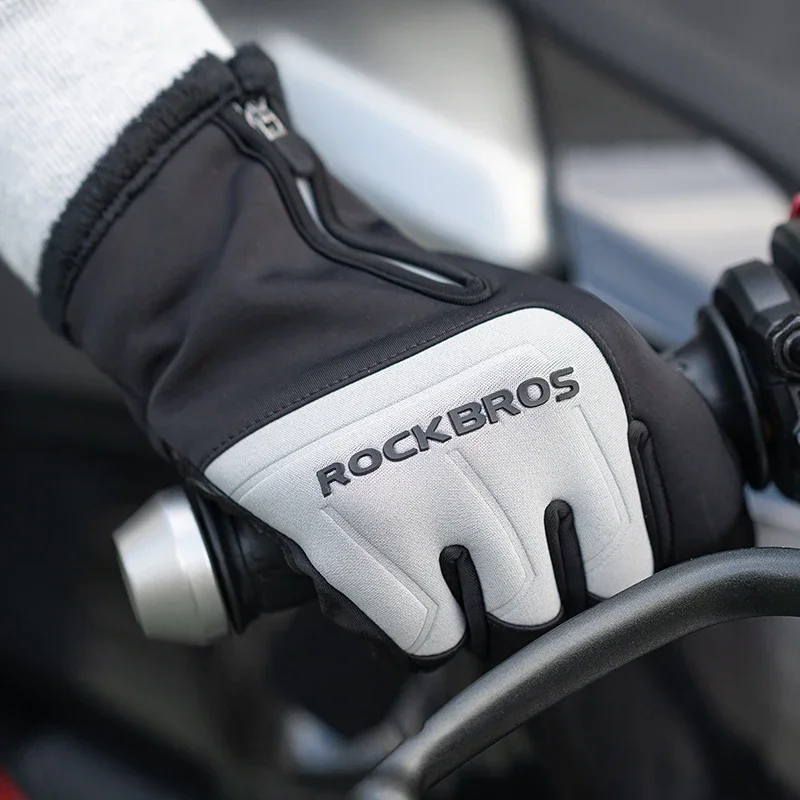 ROCKBROS-guantes de dedo completo para bicicleta de montaña, manoplas térmicas antideslizantes para pantalla táctil, de silicona, para esquí