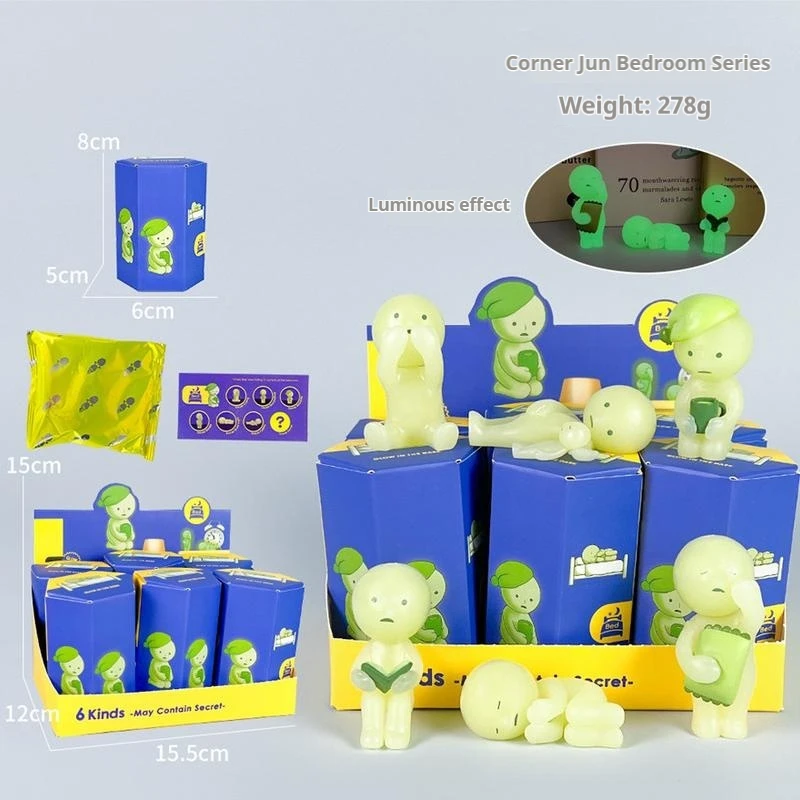 Novo produto smiski figura de ação noctilucente caixa completa 12 pçs 1234 geração na moda jogar caixa cega boneca pingente carro ornamento
