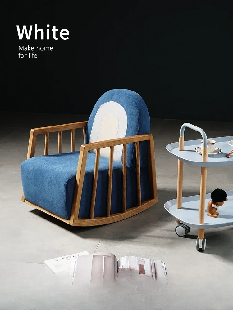 

Nordic children's leisure rocking chair home living room baby solid wood sofa chair simple modern bedroom backrest chair