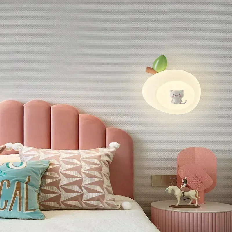 SANDYHA Cream Wall Lamp Cartoon Rabbit Bedside Light LED Lighting Fixture for Bedroom Living Children Room Home Decor Chandelier