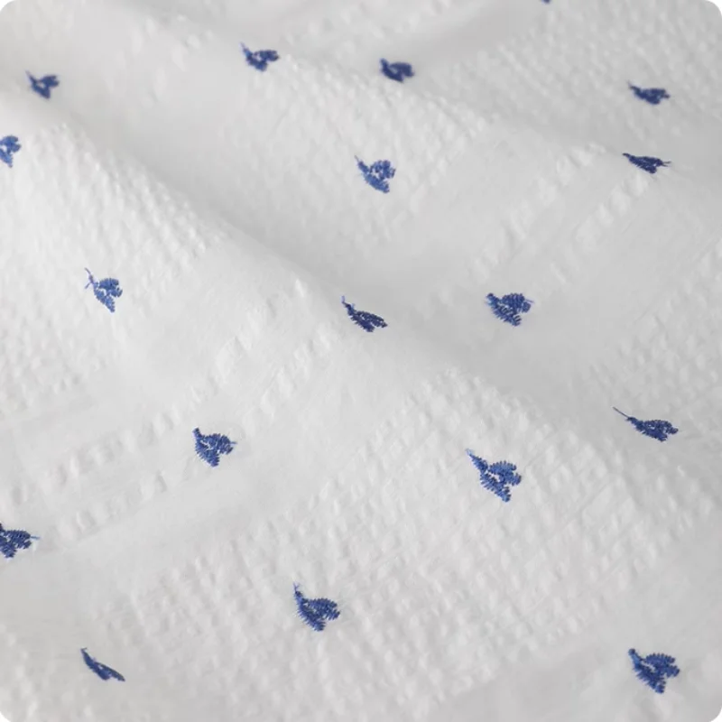 

Spring and summer thin white embroidered cotton fabric for pajamas, home wear and women's clothing diy fabric