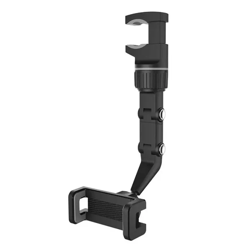 Rearview Mirror Phone Holder, 360° Rotatable and Retractable Car Phone Mount, Multifunctional