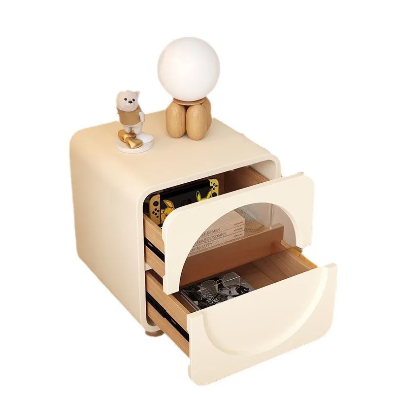 Cream wind bedside table Bedroom household mini bedside table Modern simple bedside table storage