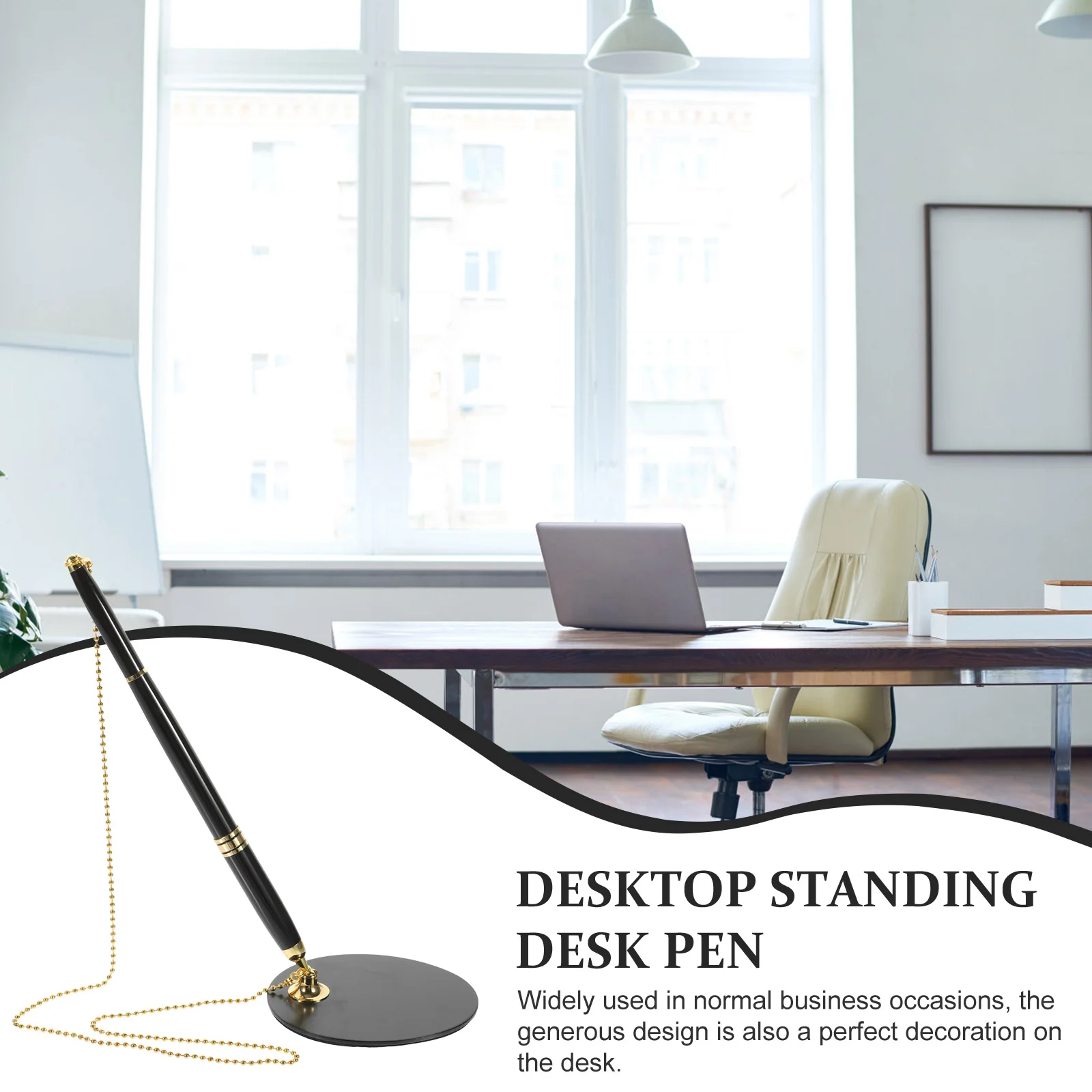 Pen Chain with Adhesive and Safety Holder Bank Counter Office Supplies Writing Stand Stationery Desktop Signature