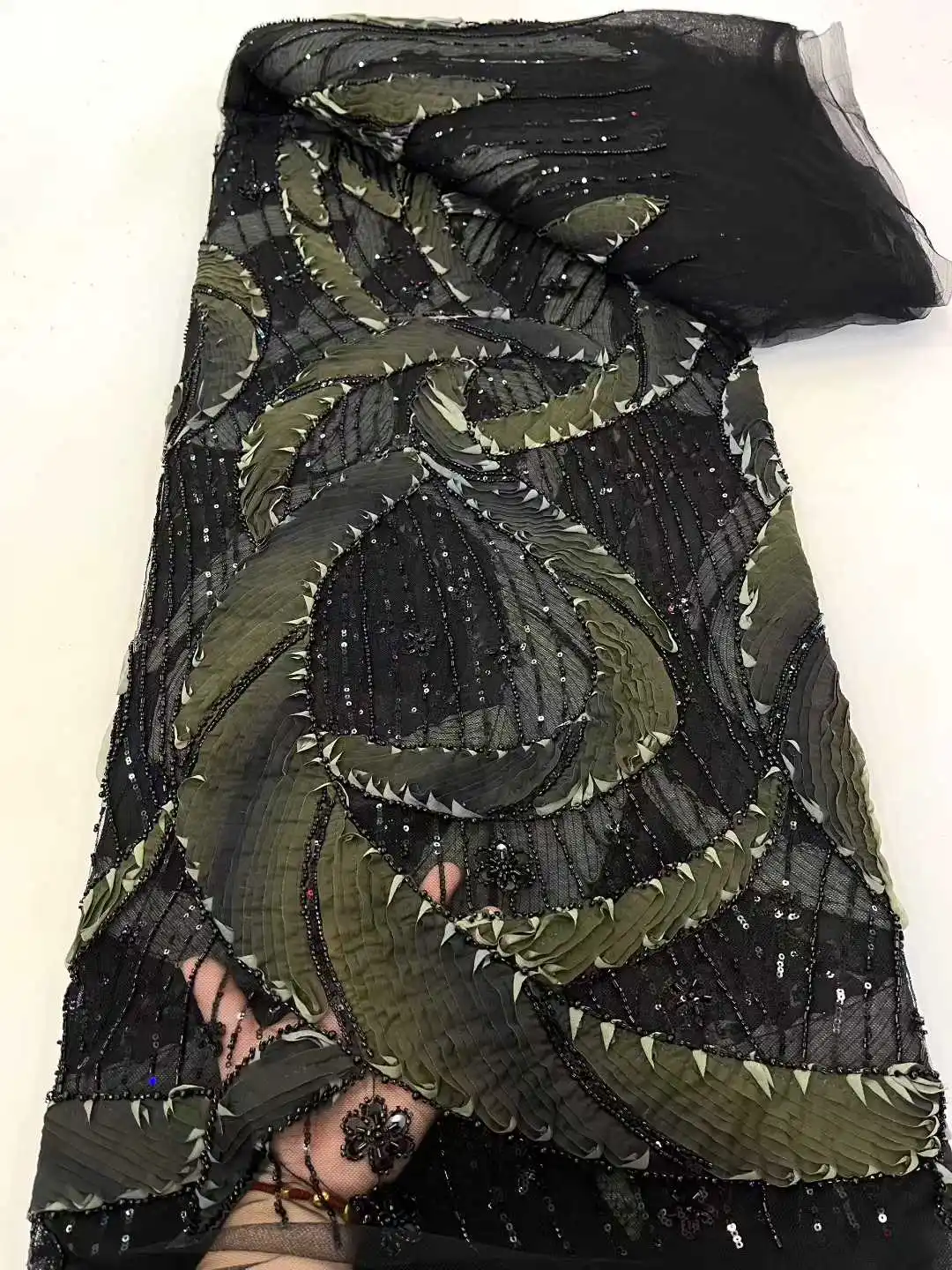 Nigerian Luxury Sequins Net Lace Fabric 2025 High Quality African Beads Lace Fabric French For Women Wedding Party Dress Sewing